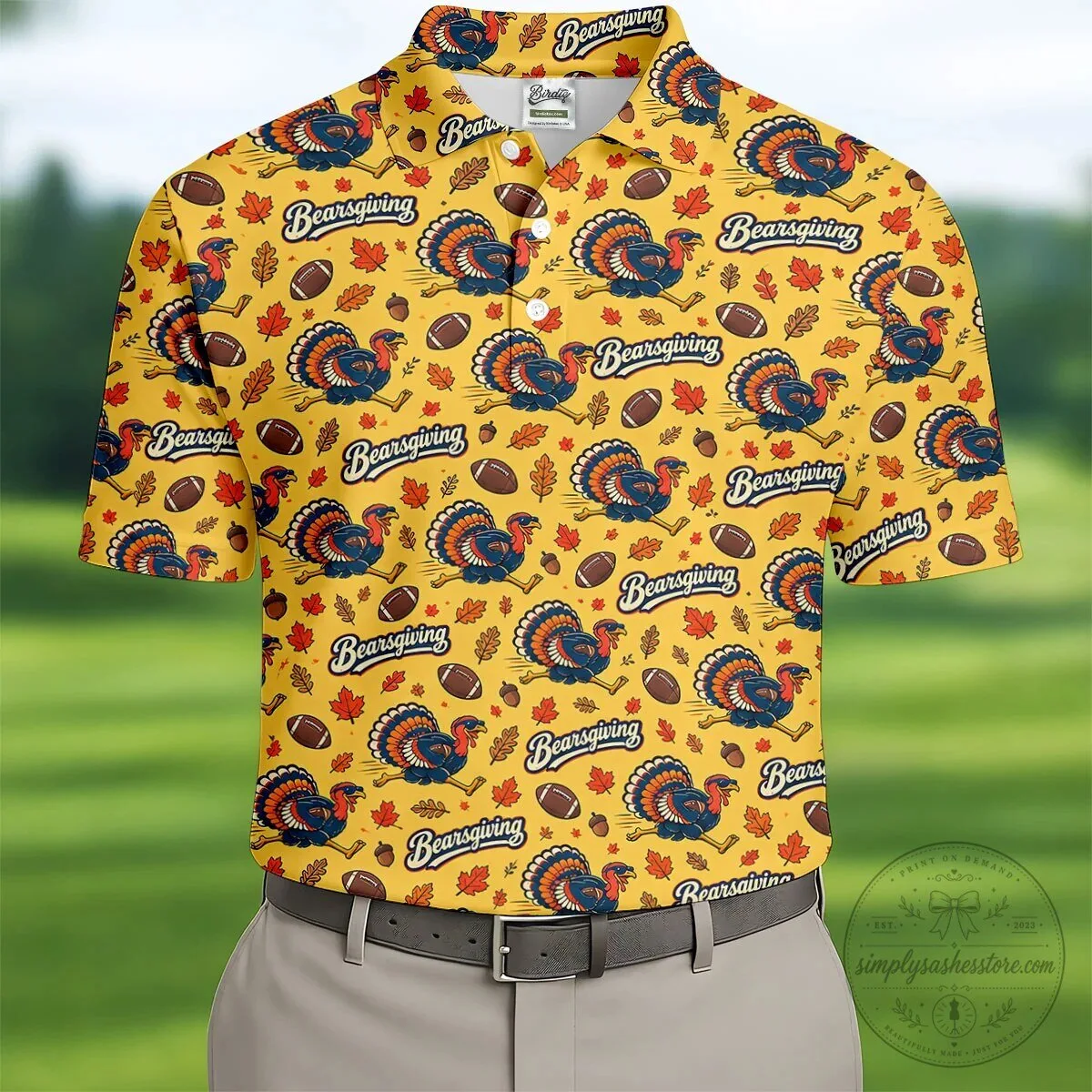 Funny Bearsgiving Turkey Football Thanksgiving Polo Shirt for Men 20 Funny Bearsgiving Turkey Football Thanksgiving Polo Shirt for Men
