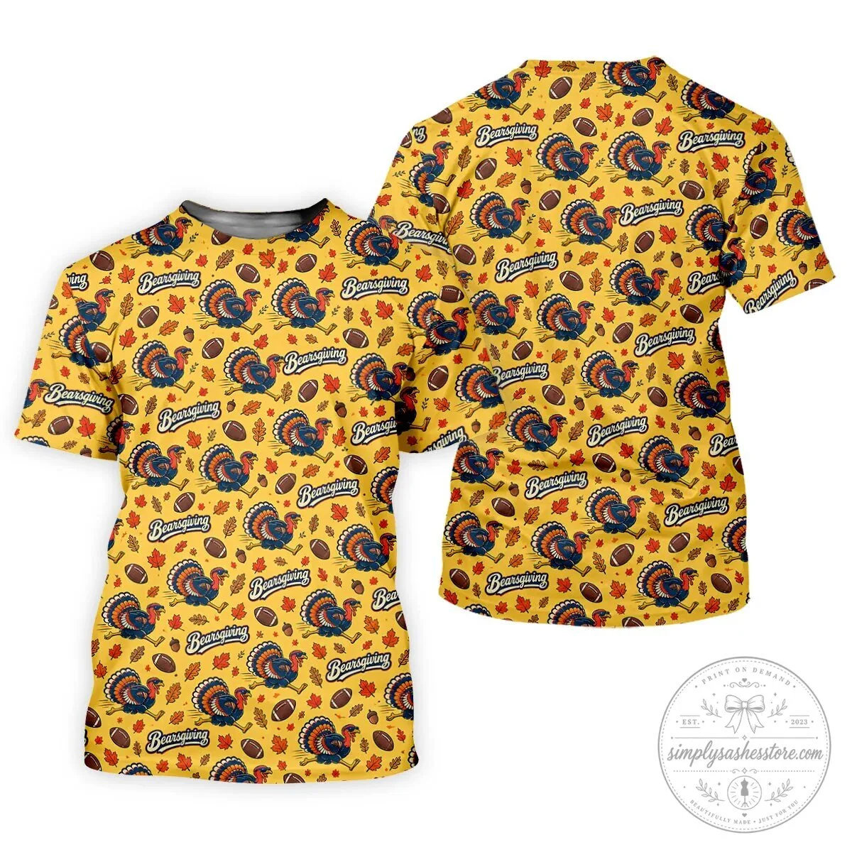 Funny Bearsgiving Turkey Football Thanksgiving Polo Shirt for Men 29 Funny Bearsgiving Turkey Football Thanksgiving Polo Shirt for Men