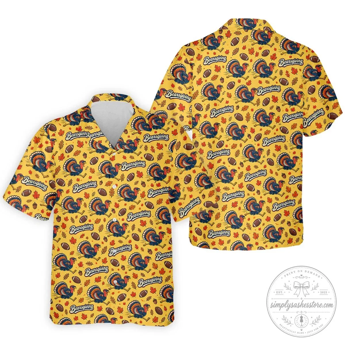 Funny Bearsgiving Turkey Football Thanksgiving Polo Shirt for Men 30 Funny Bearsgiving Turkey Football Thanksgiving Polo Shirt for Men