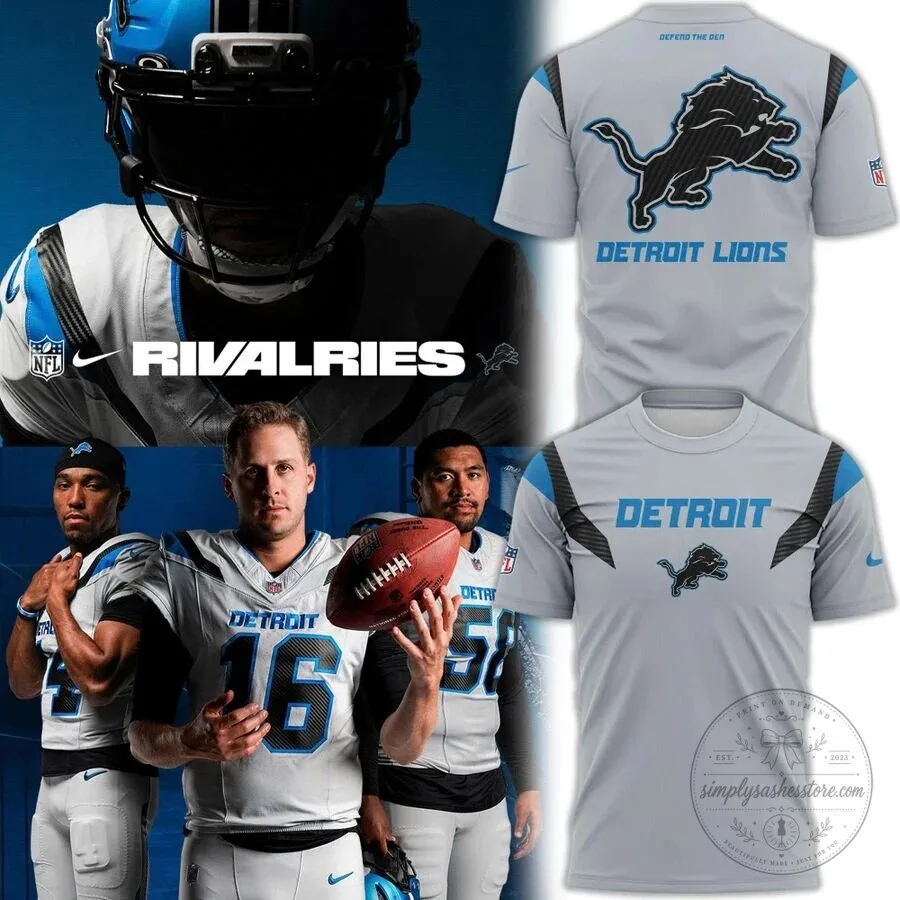 Detroit Lions Defend The Den Rivalries Gray Football Fan T-Shirt