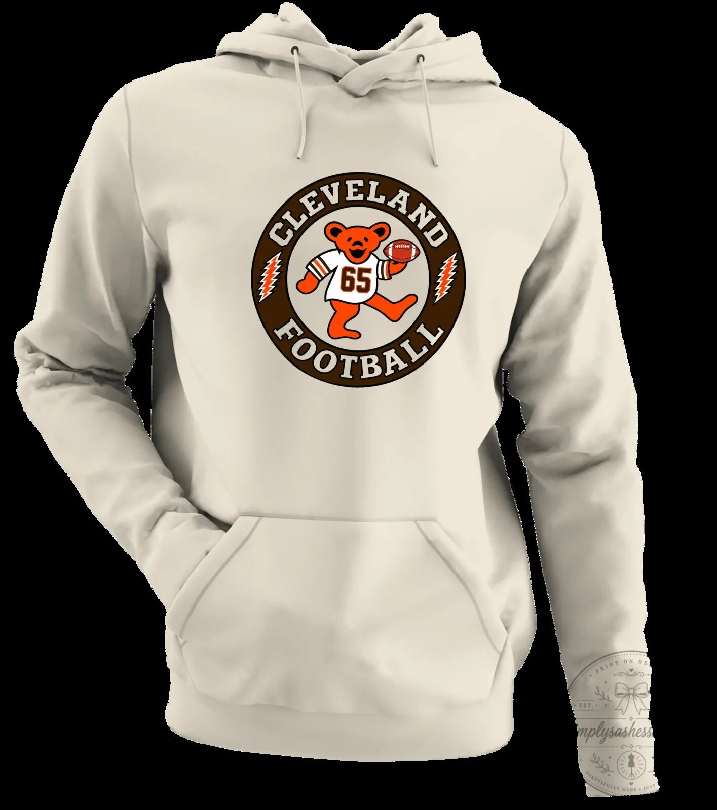 Cleveland Football Dancing Bear Number 65 Grateful Dead Hoodie