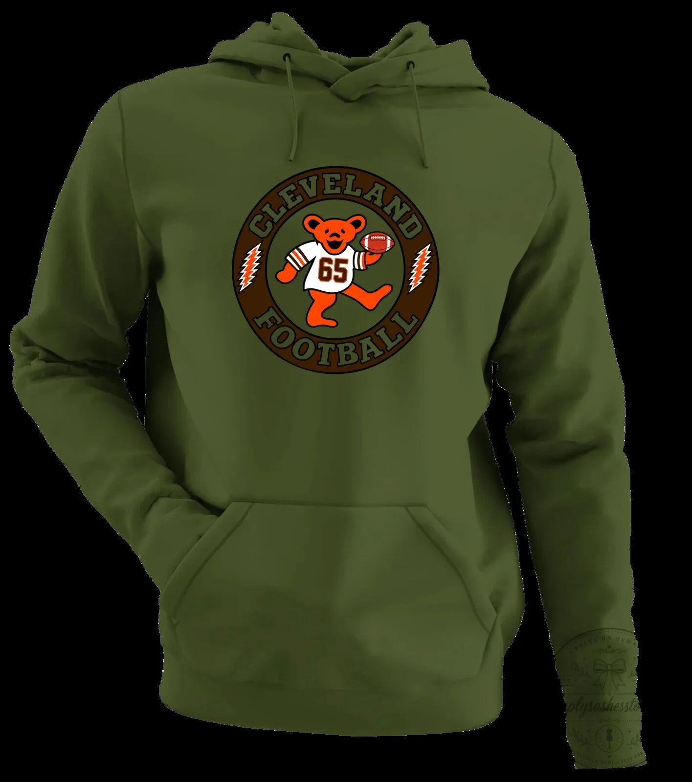 Cleveland Football Dancing Bear Number 65 Grateful Dead Hoodie 17 Cleveland Football Dancing Bear Number 65 Grateful Dead Hoodie