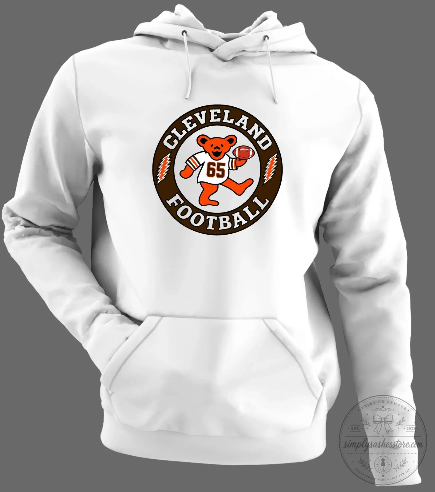 Cleveland Football Dancing Bear Number 65 Grateful Dead Hoodie 21 Cleveland Football Dancing Bear Number 65 Grateful Dead Hoodie
