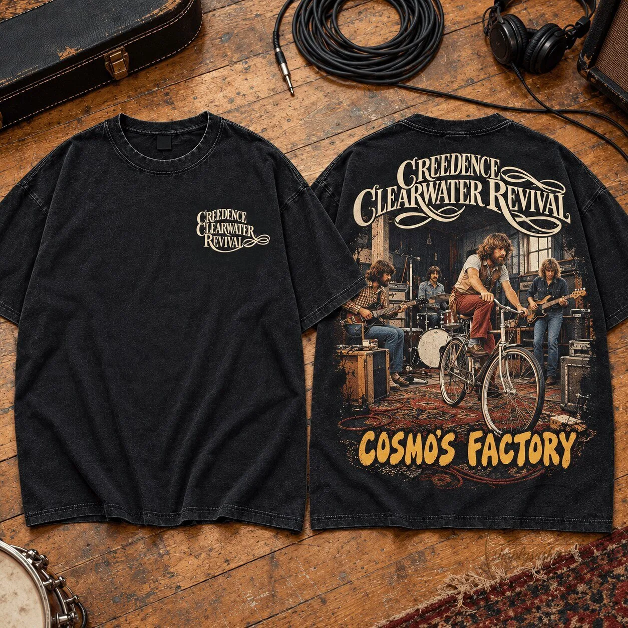 Creedence Clearwater Revival Cosmo's Factory Album Cover Vintage T-Shirt