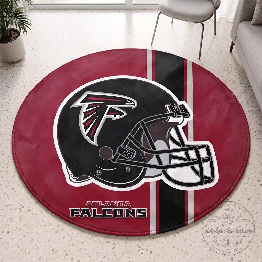 Atlanta Falcons Football Team Helmet Logo Round Area Rug 2 Atlanta Falcons Football Team Helmet Logo Round Area Rug
