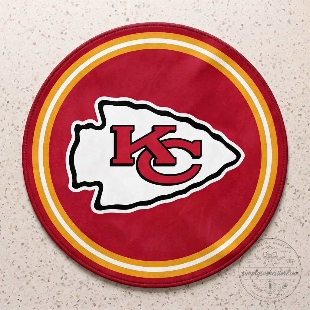 Kansas City Chiefs Arrowhead Logo Round Rug for Game Day Man Cave Decor 5 Kansas City Chiefs Arrowhead Logo Round Rug for Game Day Man Cave Decor