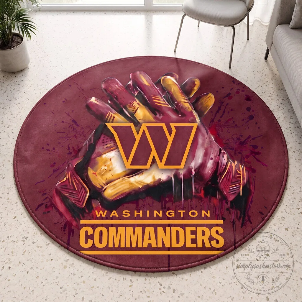 Washington Commanders Football Team Logo Round Rug 1 Washington Commanders Football Team Logo Round Rug